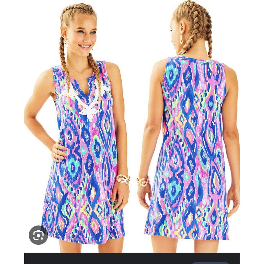 $128 Lilly Pulitzer GEMMA SWING White Soutache DRESS Multi Luminescent XS S